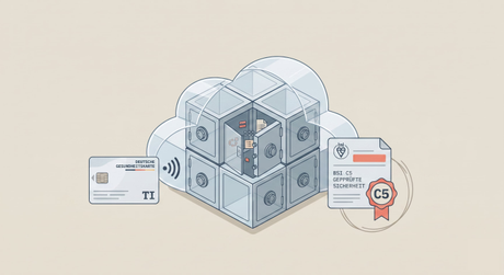 Abstract illustration of a secure cloud infrastructure with layered trust boundaries.